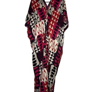 Natori Red and Black Geometric Maxi Dress